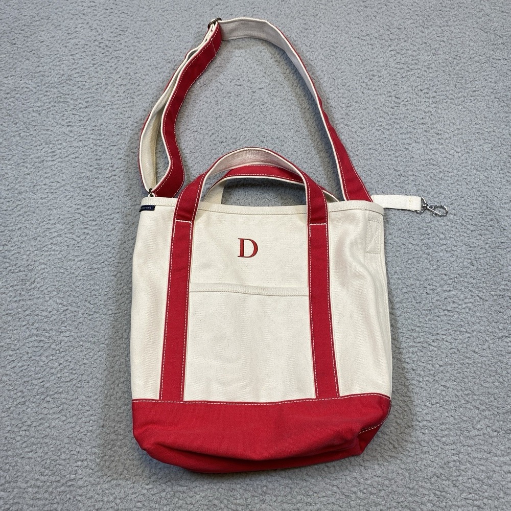 Lands End Canvas Bag 16 x 14 x 5 Adjustable Shoulder Strap Pockets Key Ring D - Picture 2 of 5